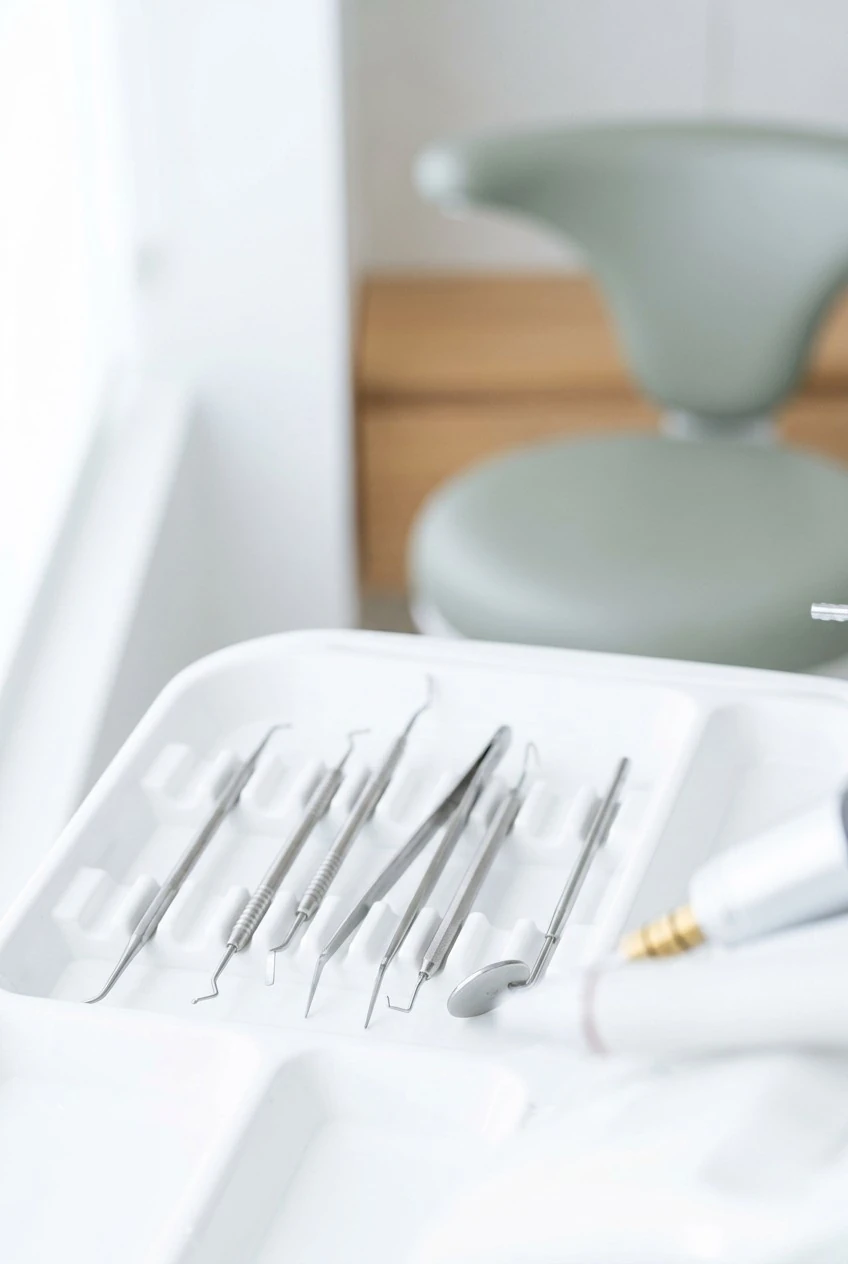 Dental instruments on the tray
